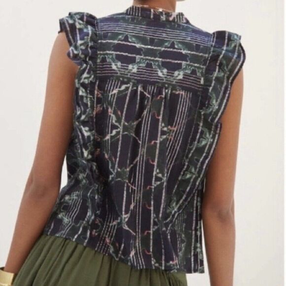 Pilcro Anthropologie Button Down Sleeveless Ruffle Blouse XS - Picture 2 of 10